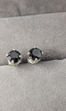 SOLD Diamond Sterling Silver Stud Earrings 1.32 Carat AAA Fancy Excellent Cut